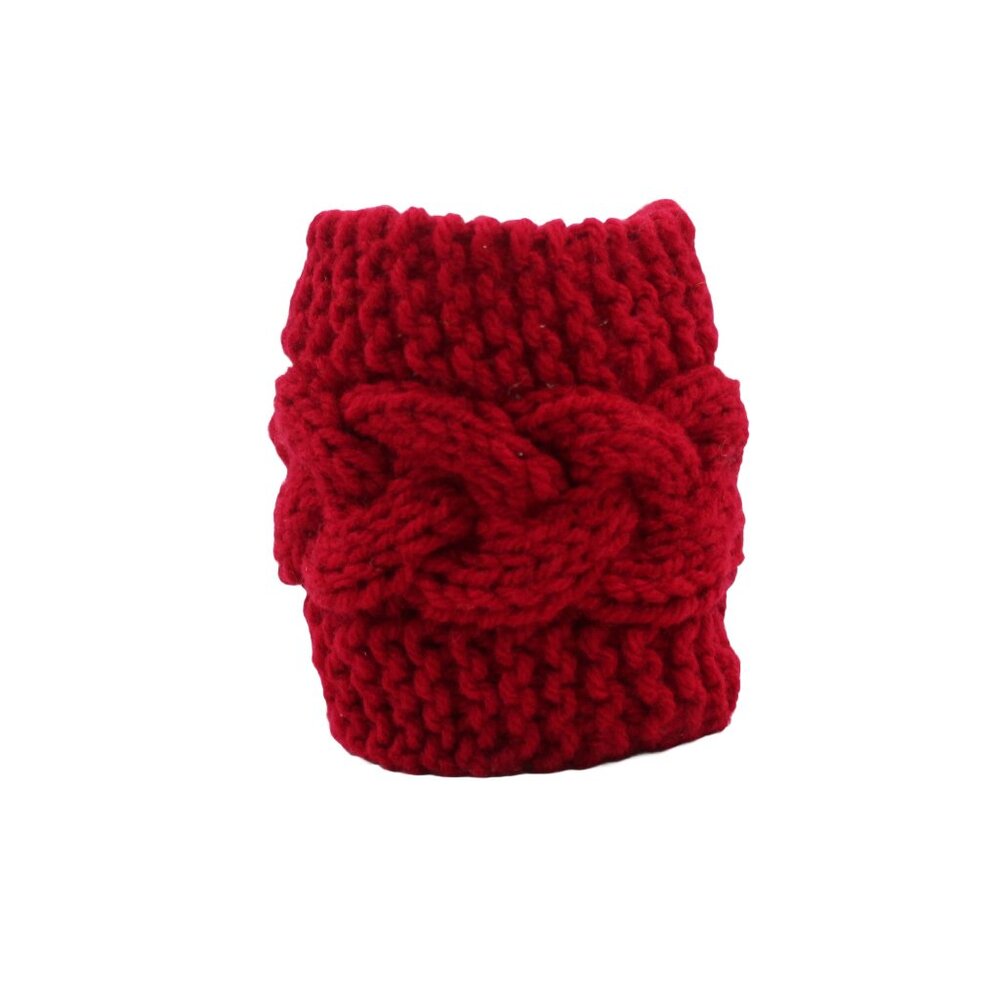 Handmade Hand Knit Cherry Red Cable Knit Candle Cozy